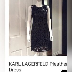 Karl Lagerfeld Paris Size 10 Black Sleeveless Dress – Geometric Floral Overlay